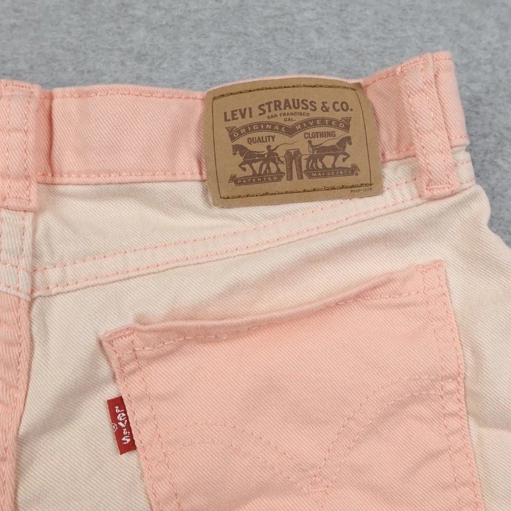 Levis High Rise Shorts Girls 12 Reg Pink Denim Two Tone Colorblock Casual Cute